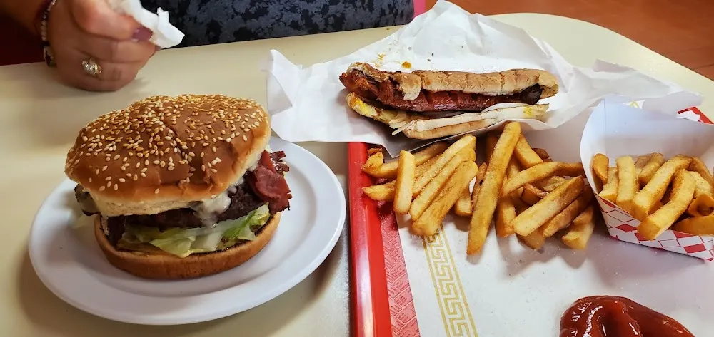Bacon Cheese Burger and Fries